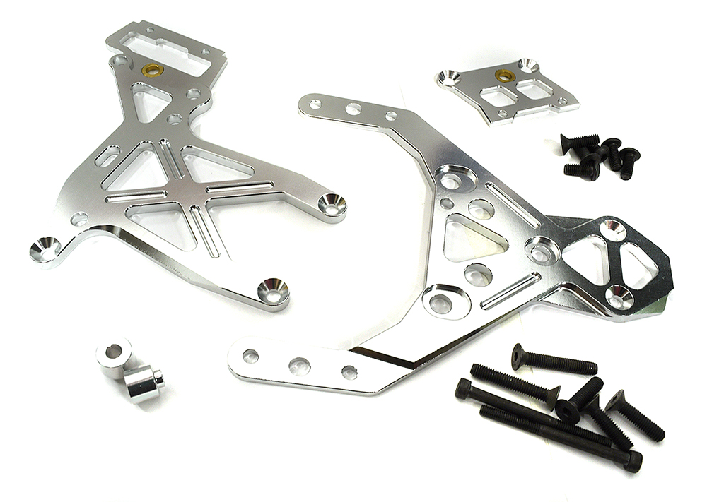 BAJ163SILVER Chassis Brace Set (3) for HPI Baja 5B, 5T, 5B2.0 & 5SC - Image 1