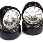 Type V Complete Wheel & Tire Set (4) for Drift Racing W=26mm Offset 3.5mm