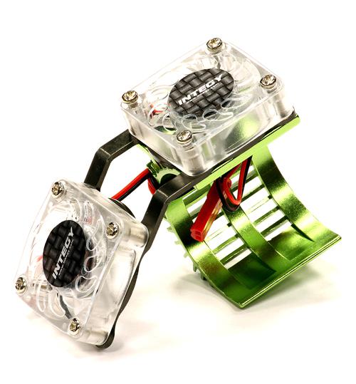C23251GREEN Twin Cooling Fan + Heatsink for 540/550 Size Motor w/ 36mm O.D. - Image 1