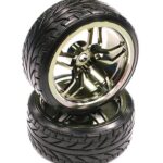 Machined Dual 5 Spoke Wheel + Drift Tire (2) Set (O.D.=62mm) W=26mm Offset 5.5mm