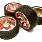 5 Spoke Complete Wheel & Tire Set (4) Wide Offset for 1/10 Touring Car