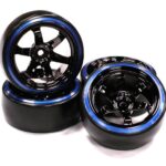 Black 6 Spoke Wheel w/Outer Ring + Drift Tire (4) Set - Offset 10.5mm