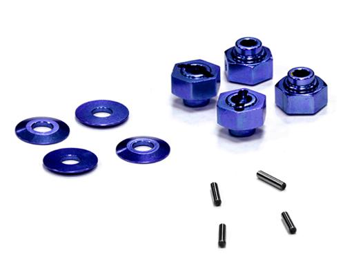 C23844BLUE Billet Machined Hex Wheel Hub Set (4) for Axial Wraith 2.2 AXA1090 AX30429 - Image 1