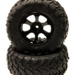 All Terrain AX Tires+6 Spoke Wheels(2)12mm Hex for 1/10 Short Course(O.D.=108mm)