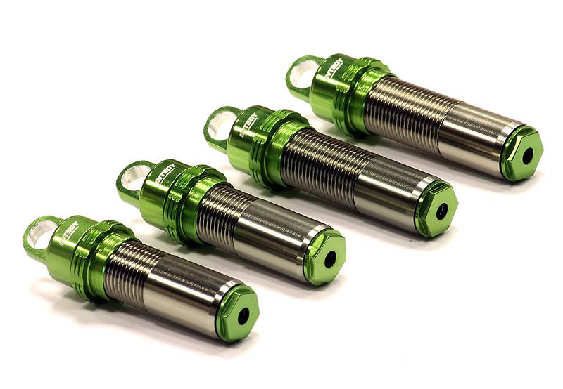 C24147GREEN Billet Machined Threaded Shock Body (4) for Axial 1/10 EXO Off-Road - Image 1