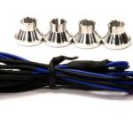 Billet Machined Alloy LED Holder Set 5mm Size + (4) Blue LED Light