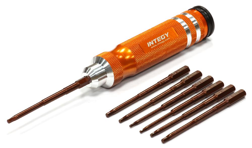 C24811ORANGE QuickPit 7pcs Allen Hex w/ 1/4 Adapter (0.05, 1/16, 5/64, 3/32, 1.5, 2.0, 2.5mm) - Image 1
