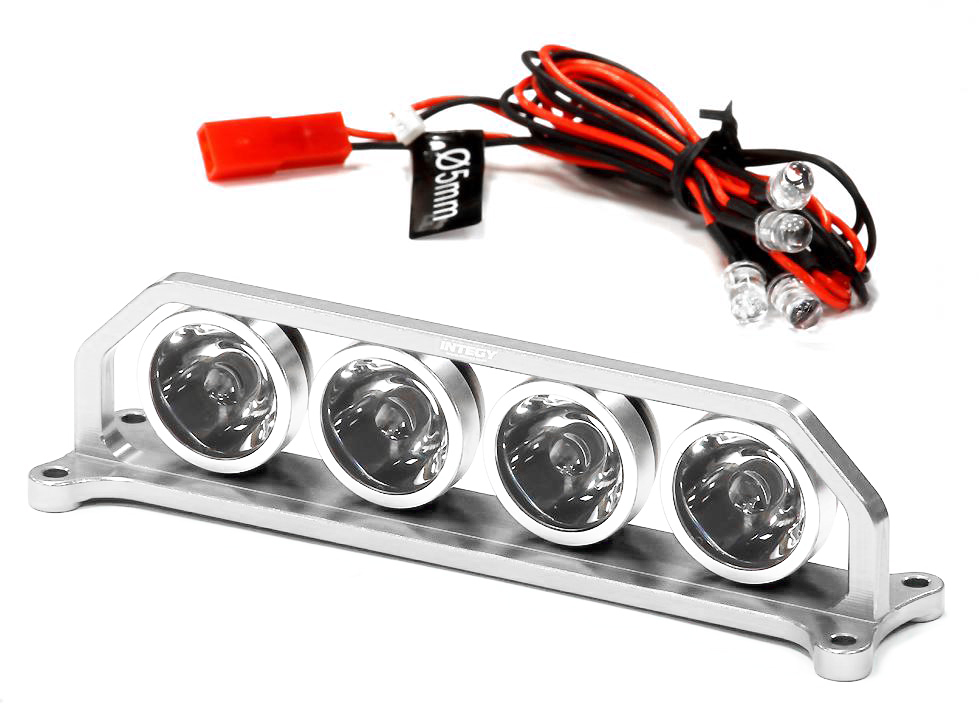 C24862SILVER Billet Machined T4 Realistic Roof Top Spot White LED (4) Light Set - Image 1