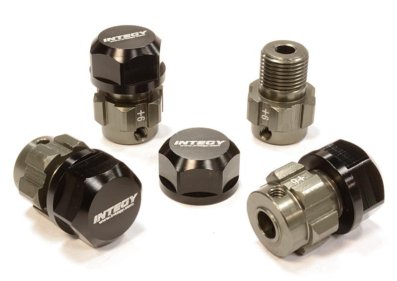 C25089GREY Billet Machined 17mm Wheel Hex (4) +6mm Offset for T-Maxx, 1/10 Revo & Summit - Image 1