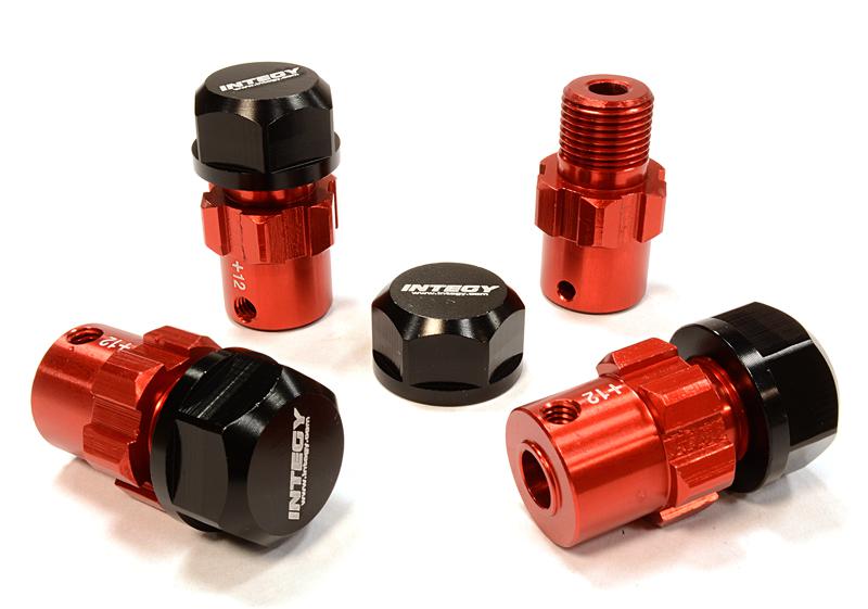 C25090RED Billet Machined 17mm Wheel Hex (4) +12mm Offset for T-Maxx, 1/10 Revo & Summit - Image 1