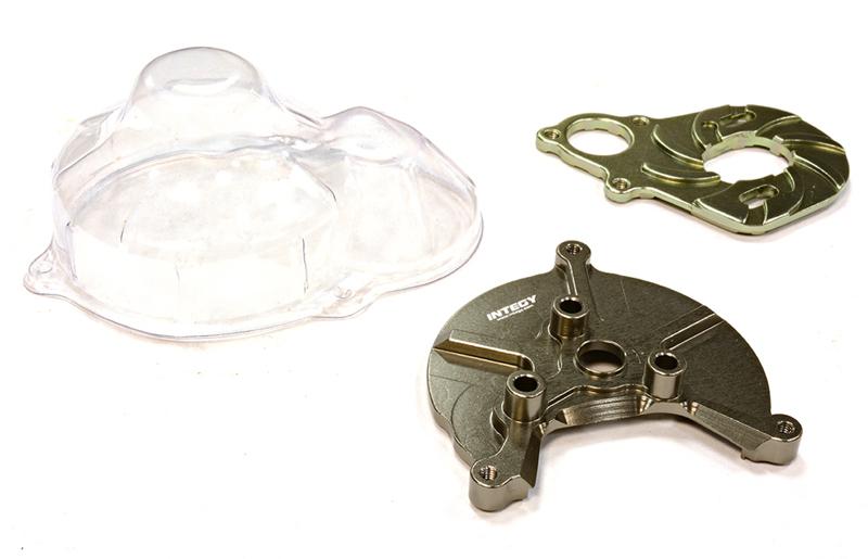 C25162GUN Machined Heatsink Motor Mount w/ Spur Gear Cover for SCX-10 Dingo, Honcho & Jeep - Image 1