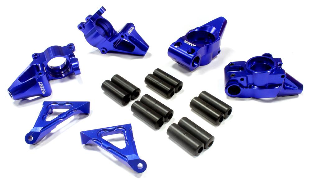 C25274BLUE Billet Alloy Modified Rear Hub + Steering Block Set for HPI Baja 5B2.0, 5T & 5SC - Image 1