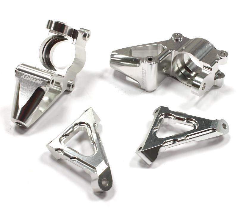C25275SILVER Silver Billet Machined Steering Knuckle Set for HPI Baja 5B, 5T & 5SC Models - Image 1