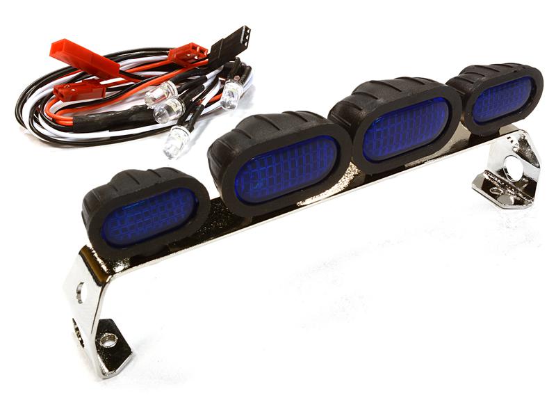 C25510BLUE Realistic Roof Top Spot LED (4) Light Set 107mm Wide for 1/10 Scale Off-Road - Image 1