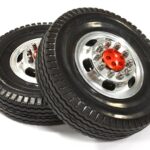 Billet Machined Alloy Front Wheel 12R +Tire for Tamiya 1/14 Scale Tractor Trucks