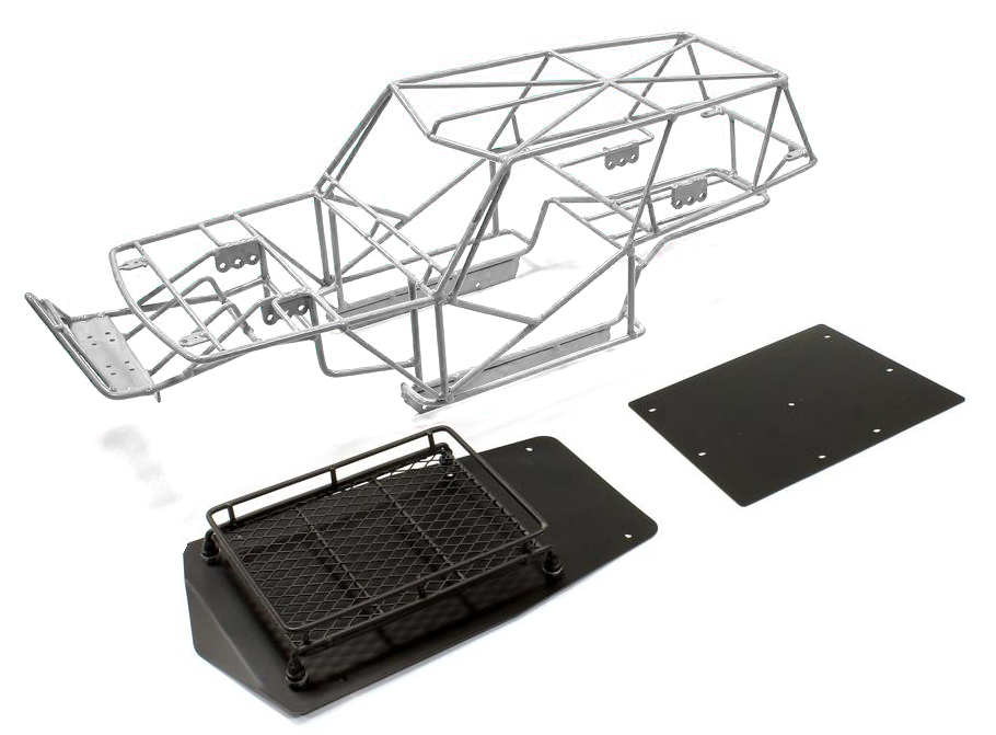 C25565SILVER Realistic Steel Roll Cage Body w/ Luggage Tray for Axial Wraith 2.2 - Image 1