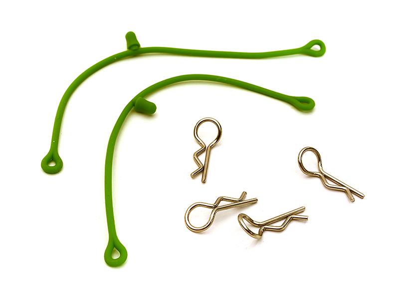 C25737GREEN Body Clip Retainer w/ Body Clip (4) for 1/10 Size Touring Car & Drift Car - Image 1
