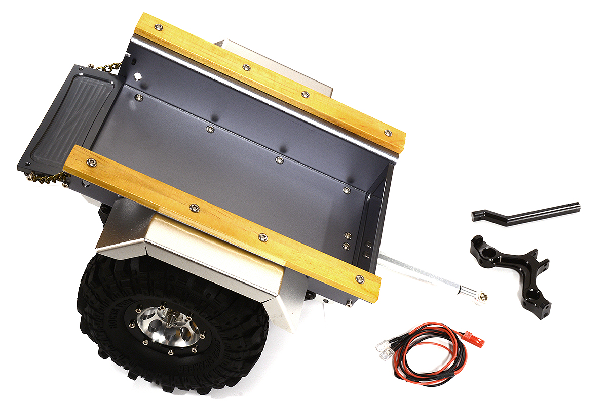 C25800GUN Realistic Leaf Spring 1/10 Size Utility Box Trailer for Scale Crawler Truck - Image 1