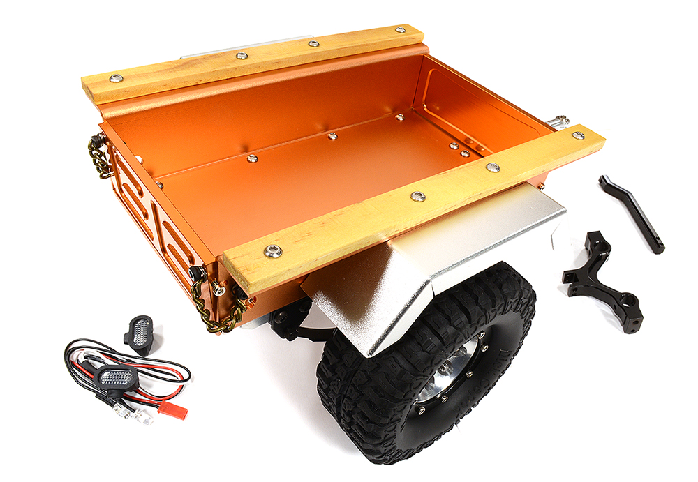 C25800ORANGE Realistic Leaf Spring 1/10 Size Utility Box Trailer for Scale Crawler Truck - Image 1