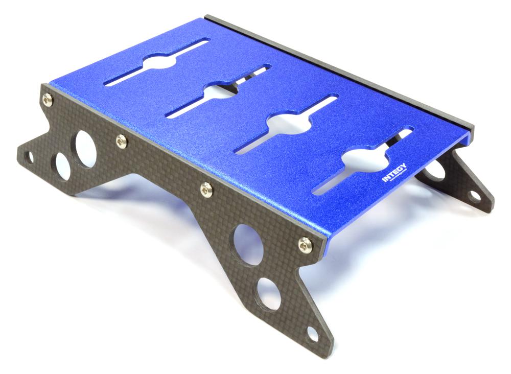 C25817BLUE Carbon 40mm Side Plate Car Stand w/ Shock Stand for 1/10 Scale - Image 1