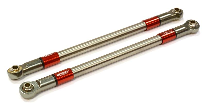 C25819RED Machined 115mm Titanium Suspension Links (2) for Axial SCX-10 & Other Crawlers - Image 1