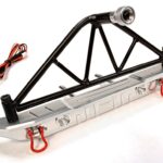 Realistic Metal Rear Bumper with Spare Tire Rack & LED for SCX-10 43mm Mount