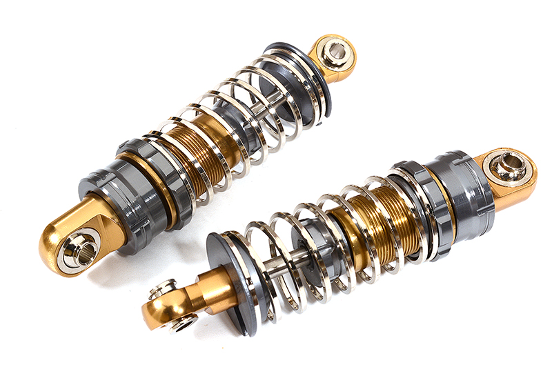 C26021GUN Realistic Off-Road Shock (2) for 1/10 Scale w/16mm O.D. Square Spring (L=60mm) - Image 1