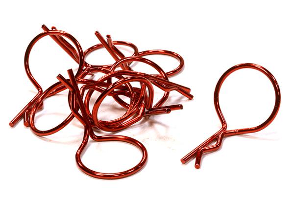 C26246RED Anodized Color Bent-Up Body Clips (8) for 1/10 RC Cars & Trucks (LxW=26x16mm) - Image 1