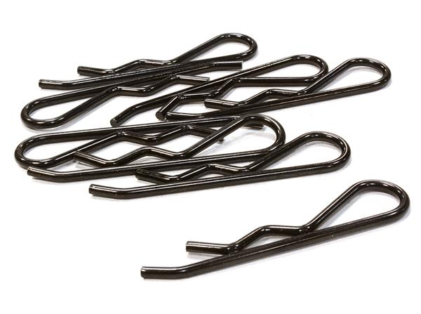 C26258BLACK Anodized Color Bent-Up Body Clips (8) for 1/5 & 1/4 Size Vehicles(LxW=46x11mm) - Image 1