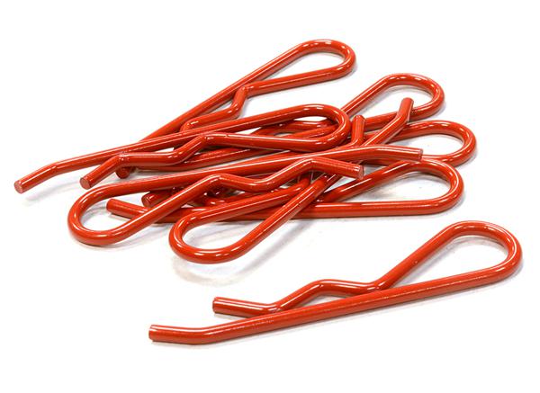 C26259RED Color Bent-Up Body Clips (8) for 1/5 & 1/4 Size Vehicles(LxW=46x11mm) - Image 1