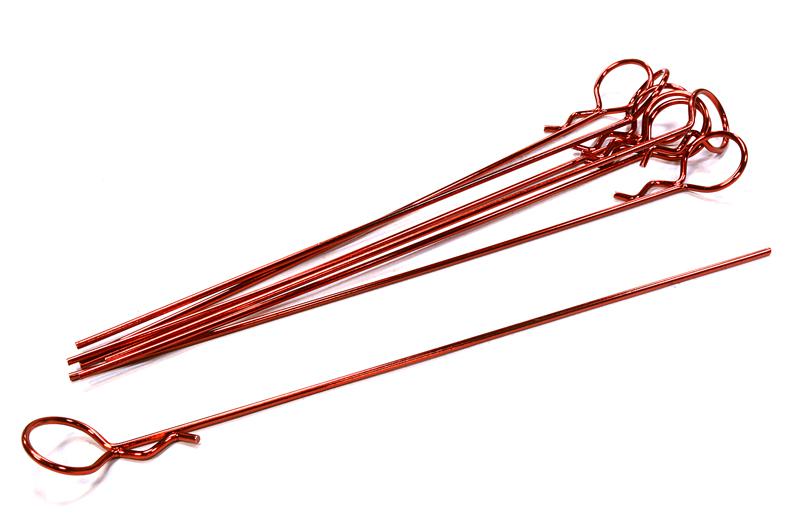 C26260RED Anodized Color Bent-Up Body Clips (8) for 1/10 RC Cars & Trucks (LxW=122x13mm) - Image 1