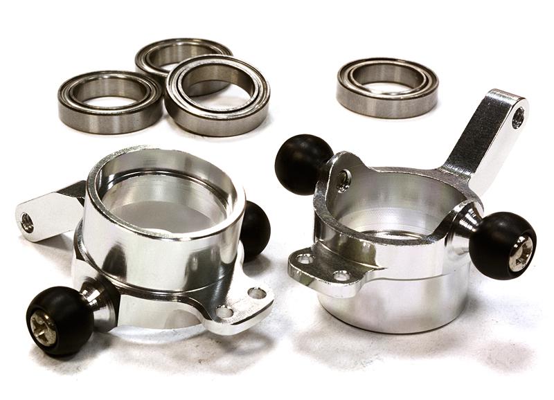 C26307SILVER Billet Machined Steering Knuckles for HPI 1/10 Scale E10 On-Road - Image 1