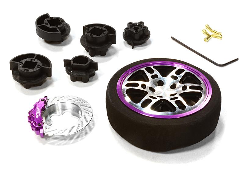 C26405BLACKPURPLE Dual 6 Spoke Steering Wheel Set for Most HPI, Futaba, Airtronics, Hitec & KO - Image 1