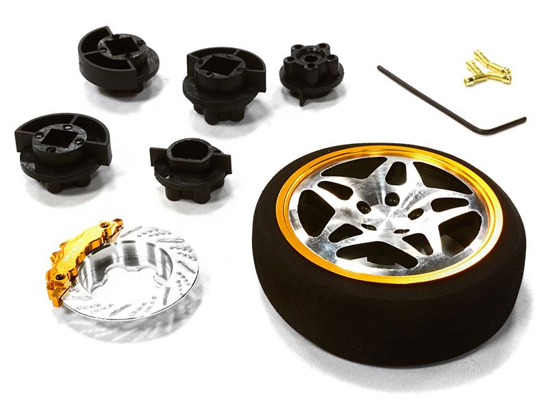 C26406GUNGOLD Dual 5 Spoke Steering Wheel Set for Most HPI, Futaba, Airtronics, Hitec & KO - Image 1
