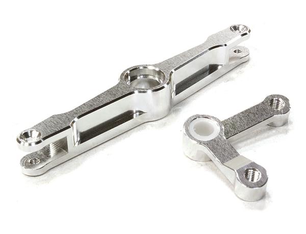 C26468SILVER Billet Machined Servo Saver Steering Lever Arm for HPI 1/10 Scale Crawler King - Image 1