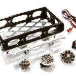 Realistic 1/10 Scale Alloy Luggage Tray 97x116x29mm with 4 LED Spot Light Set