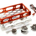 Realistic 1/10 Scale Alloy Luggage Tray 97x116x29mm with 4 LED Spot Light Set