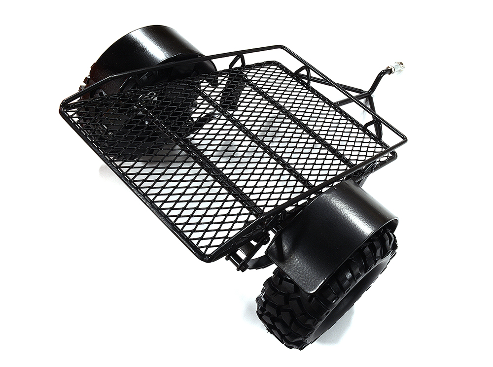 C26721BLACK Realistic Leaf Spring 1/10 Size Low Side Trailer for Scale Crawler Truck - Image 1