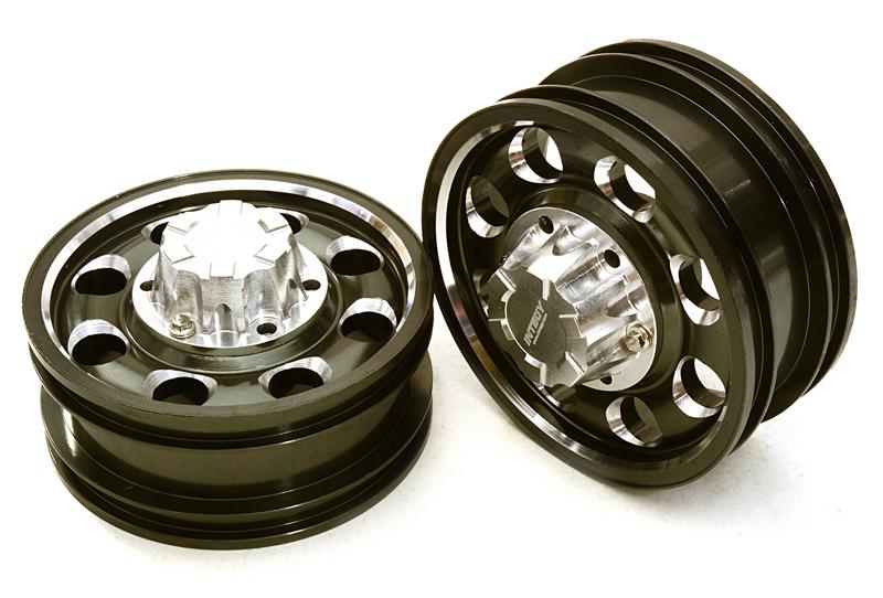 C27021GUN Billet Machined Alloy Front Wheel for Tamiya 1/14 Scale Tractor Trucks - Image 1