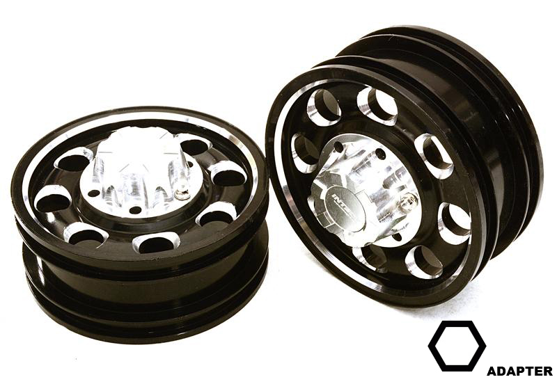 C27022BLACK Billet Machined Alloy Front Wheel for Hex Type 1/14 Scale Trucks - Image 1