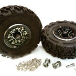 2.2x1.5-in. High Mass Alloy Wheel, Tires & 14mm Offset Hubs for 1/10 Crawler