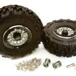 2.2x1.5-in. High Mass Alloy Wheel, Tires & 14mm Offset Hubs for 1/10 Crawler