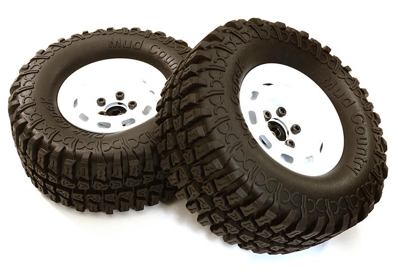 C27252WHITE Realistic Spoke Off-Road 1.9 Size Wheel & All Terrain Tire (2) (O.D.=100mm) - Image 1