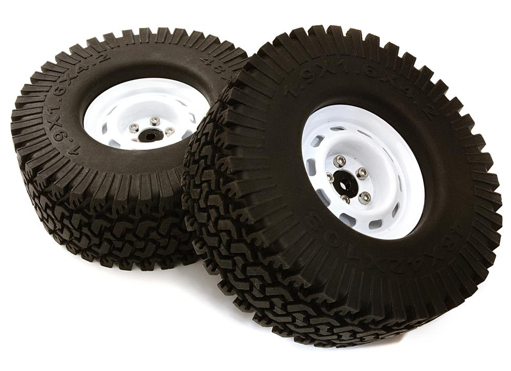 C27253WHITE Realistic Spoke Off-Road 1.9 Size Wheel & All Terrain Tire (2) (O.D.=110mm) - Image 1