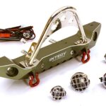 Realistic Alloy Machined Scale Front Bumper w/LED Lights for Axial 1/10 SCX10 II