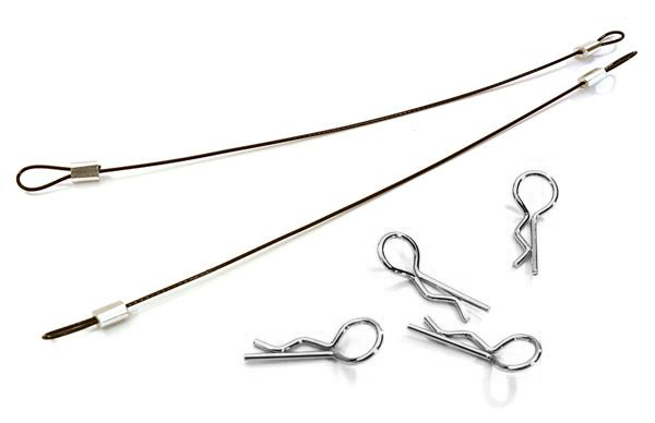 C27664BLACK Secured Body Clip (4) with 120mm Retainer Link for 1/10 On-Road - Image 1