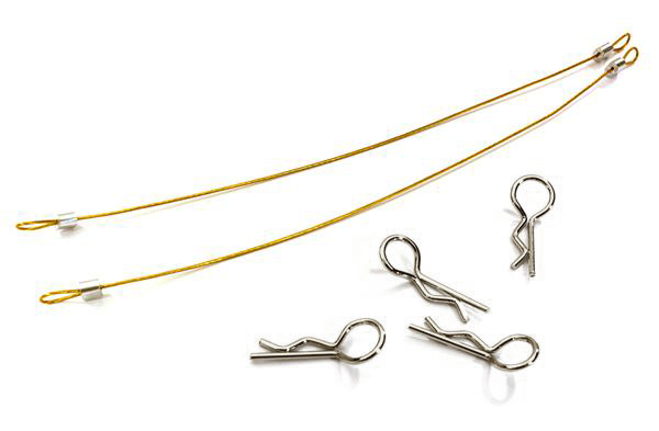 C27664GOLD Secured Body Clip (4) with 120mm Retainer Link for 1/10 On-Road - Image 1