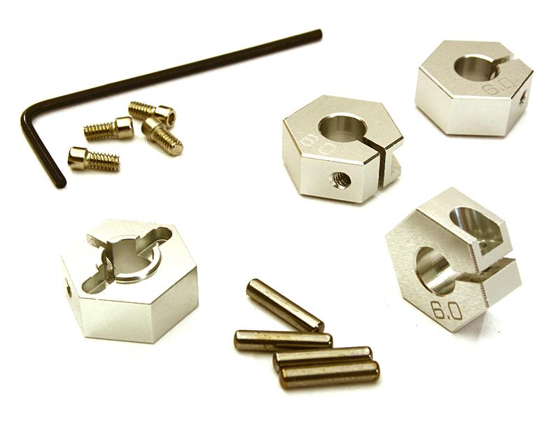 C27944SILVER 12mm Hex Wheel (4) Hub 6mm Thick for Traxxas 1/10, Axial, Tamiya, Drift & TC - Image 1
