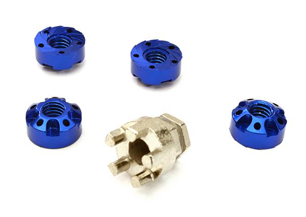 C27947BLUE Realistic Billet Machined M4 Size Wheel Nut for Traxxas 1/10 - Image 1