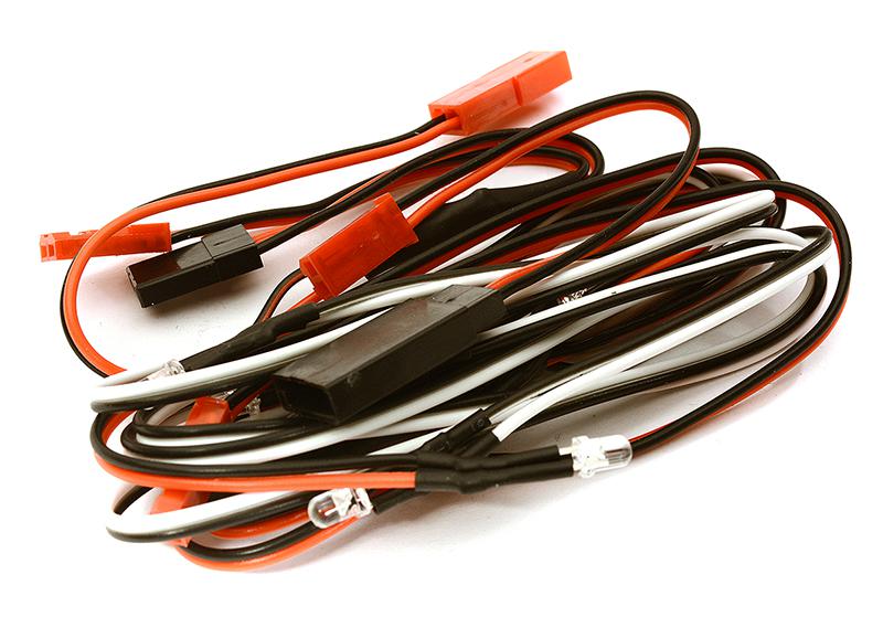 C28389 3mm Size LED Lights (2) Red & (4) White w/ Wire Harness JST Plugs - Image 1
